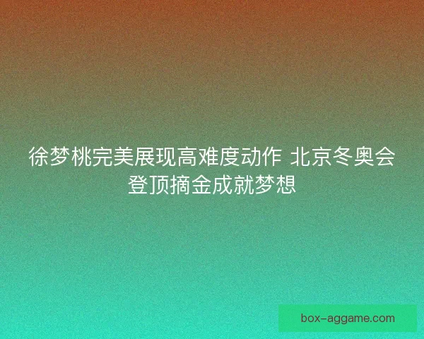 徐梦桃完美展现高难度动作 北京冬奥会登顶摘金成就梦想