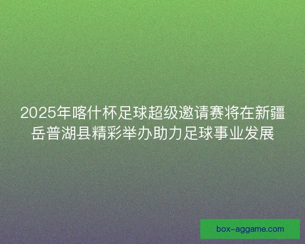 2025年喀什杯足球超级邀请赛将在新疆岳普湖县精彩举办助力足球事业发展